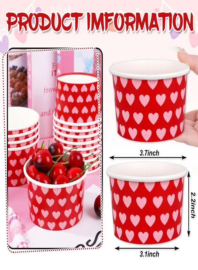 JarThenaAMCS مجموعة جارثينا إيه إم سي إس المكونة من 50 قطعة من أكواب الوجبات الخفيفة لعيد الحب، أوعية ورقية للاستخدام مرة واحدة بتصميم قلوب حمراء ووردية، مناسبة لحفلات الزفاف والذكرى السنوية وحفلات توديع العزوبية، 8 أونصة - Image 2